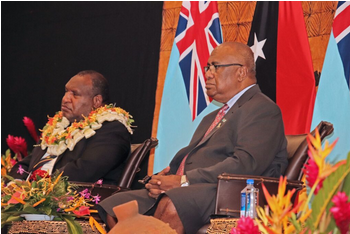 PRIME MINISTER OF PAPUA NEW GUINEA (PNG) HONOURABLE JAMES MARAPE WAS ACCORDED A TRADITIONAL WELCOMING CEREMONY